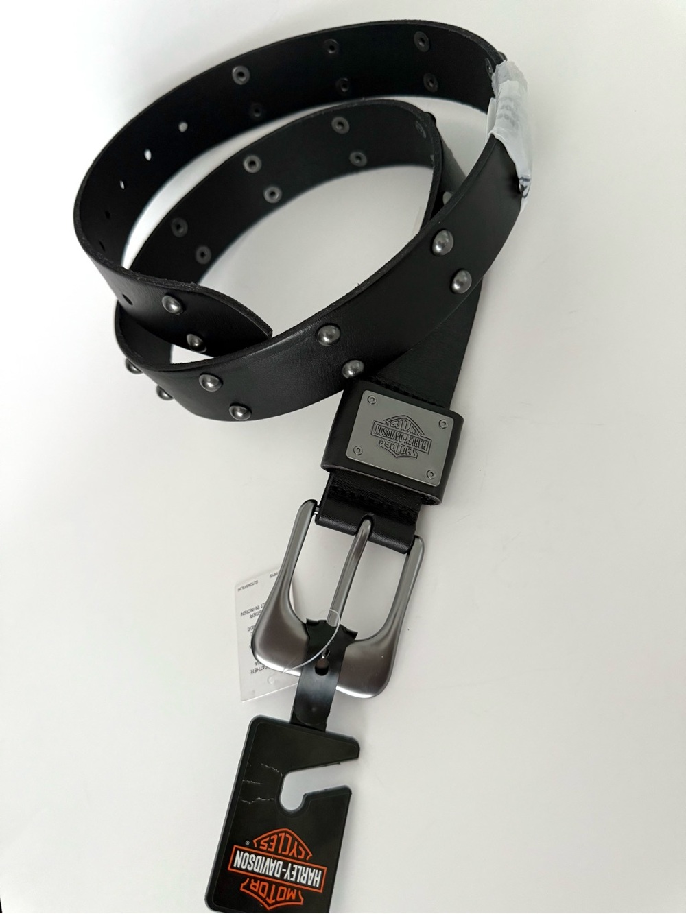 NEW Harley-Davidson Men's Western Dome Studded Genuine Leather Belt - Black